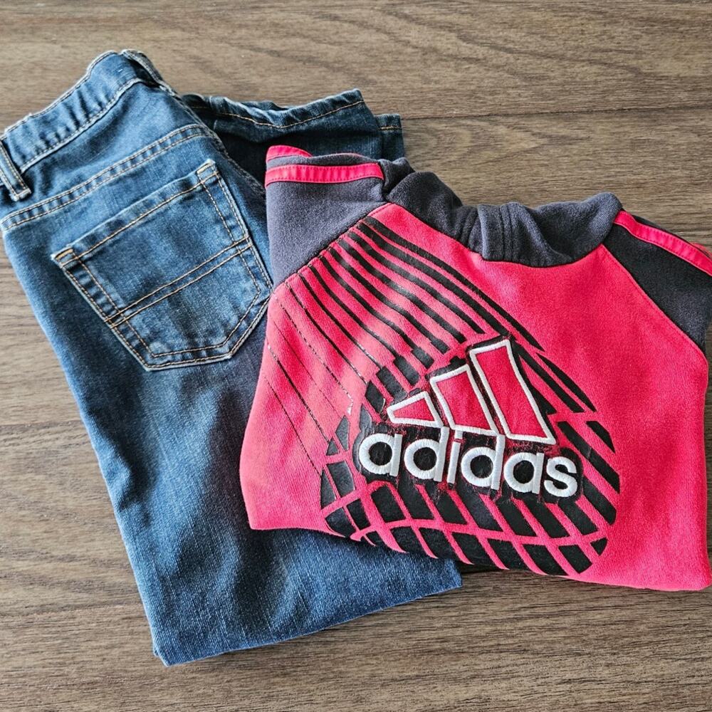 Set of Boys The Children's Place Jeans and Adidas Hoodie Both Size 7